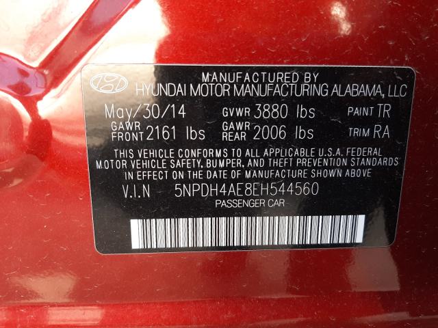 Photo 9 VIN: 5NPDH4AE8EH544560 - HYUNDAI ELANTRA SE 