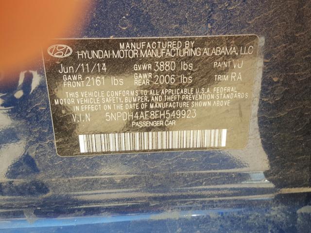 Photo 9 VIN: 5NPDH4AE8FH549923 - HYUNDAI ELANTRA 