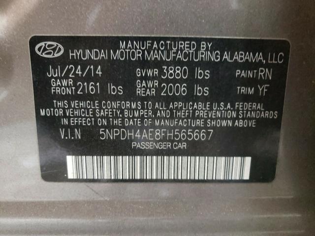 Photo 9 VIN: 5NPDH4AE8FH565667 - HYUNDAI ELANTRA SE 