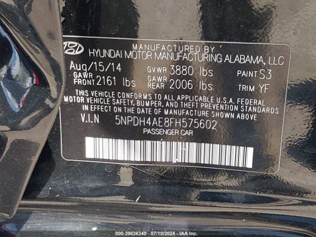 Photo 8 VIN: 5NPDH4AE8FH575602 - HYUNDAI ELANTRA 