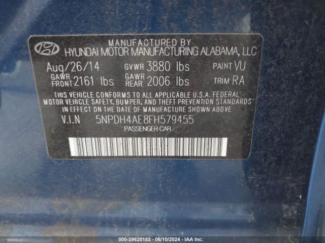 Photo 8 VIN: 5NPDH4AE8FH579455 - HYUNDAI ELANTRA 