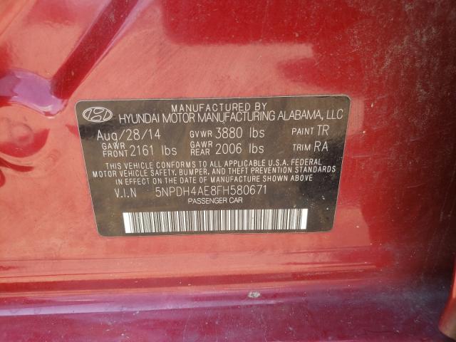 Photo 9 VIN: 5NPDH4AE8FH580671 - HYUNDAI ELANTRA 