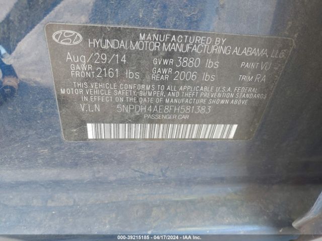 Photo 8 VIN: 5NPDH4AE8FH581383 - HYUNDAI ELANTRA 