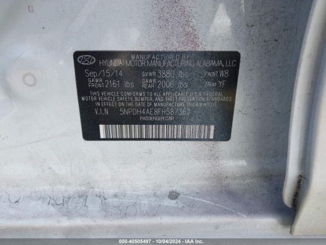 Photo 8 VIN: 5NPDH4AE8FH587362 - HYUNDAI ELANTRA 