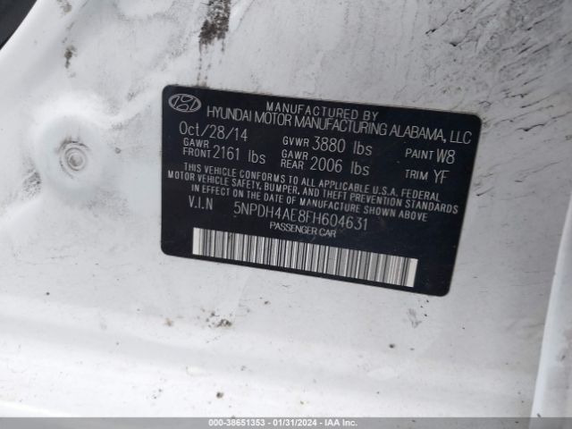 Photo 8 VIN: 5NPDH4AE8FH604631 - HYUNDAI ELANTRA 