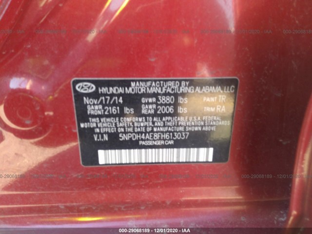 Photo 8 VIN: 5NPDH4AE8FH613037 - HYUNDAI ELANTRA 