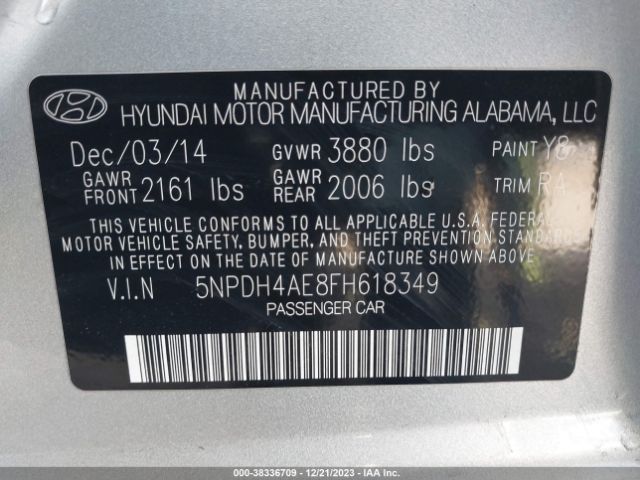 Photo 8 VIN: 5NPDH4AE8FH618349 - HYUNDAI ELANTRA 