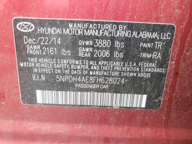 Photo 9 VIN: 5NPDH4AE8FH628024 - HYUNDAI ELANTRA SE 