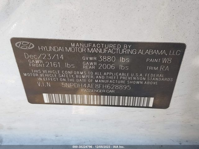 Photo 8 VIN: 5NPDH4AE8FH628895 - HYUNDAI ELANTRA 