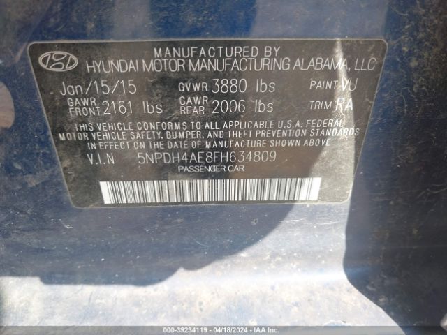 Photo 8 VIN: 5NPDH4AE8FH634809 - HYUNDAI ELANTRA 