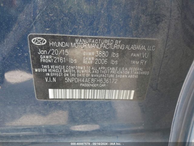 Photo 8 VIN: 5NPDH4AE8FH636172 - HYUNDAI ELANTRA 