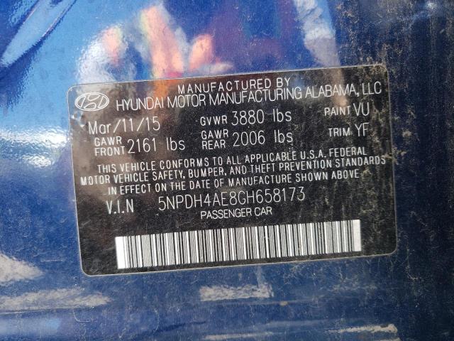 Photo 12 VIN: 5NPDH4AE8GH658173 - HYUNDAI ELANTRA 