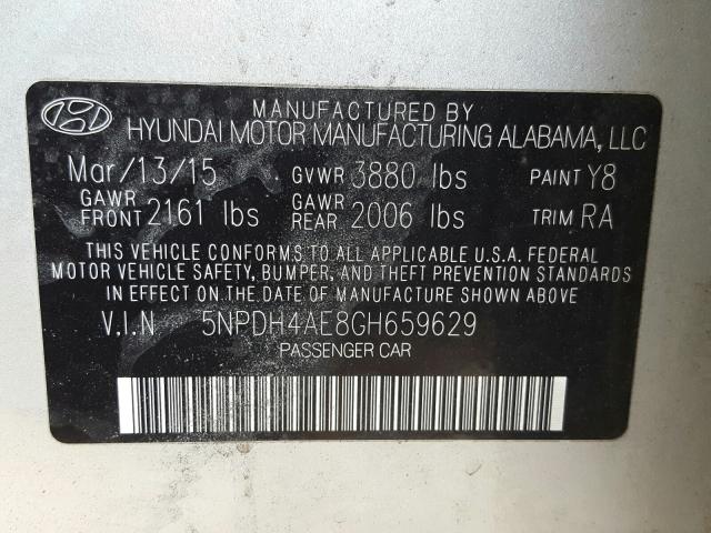 Photo 9 VIN: 5NPDH4AE8GH659629 - HYUNDAI ELANTRA SE 