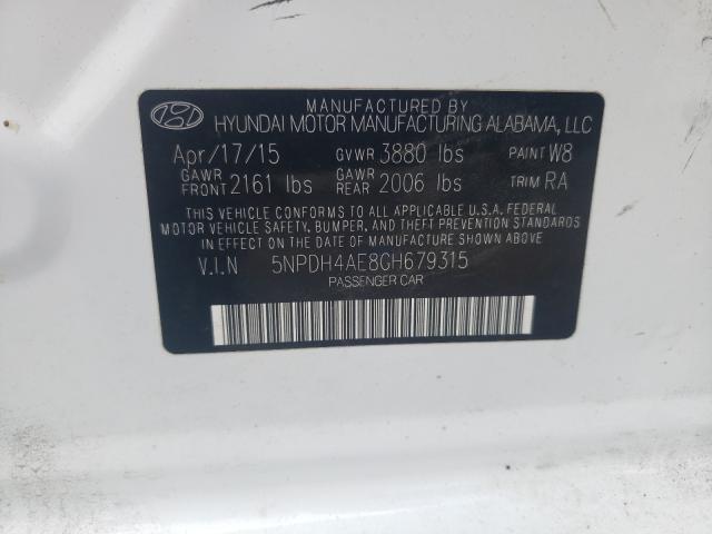 Photo 9 VIN: 5NPDH4AE8GH679315 - HYUNDAI ELANTRA SE 