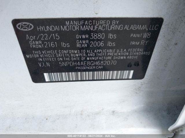 Photo 8 VIN: 5NPDH4AE8GH682070 - HYUNDAI ELANTRA 