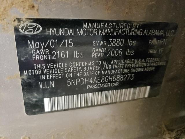 Photo 9 VIN: 5NPDH4AE8GH688273 - HYUNDAI ELANTRA SE 