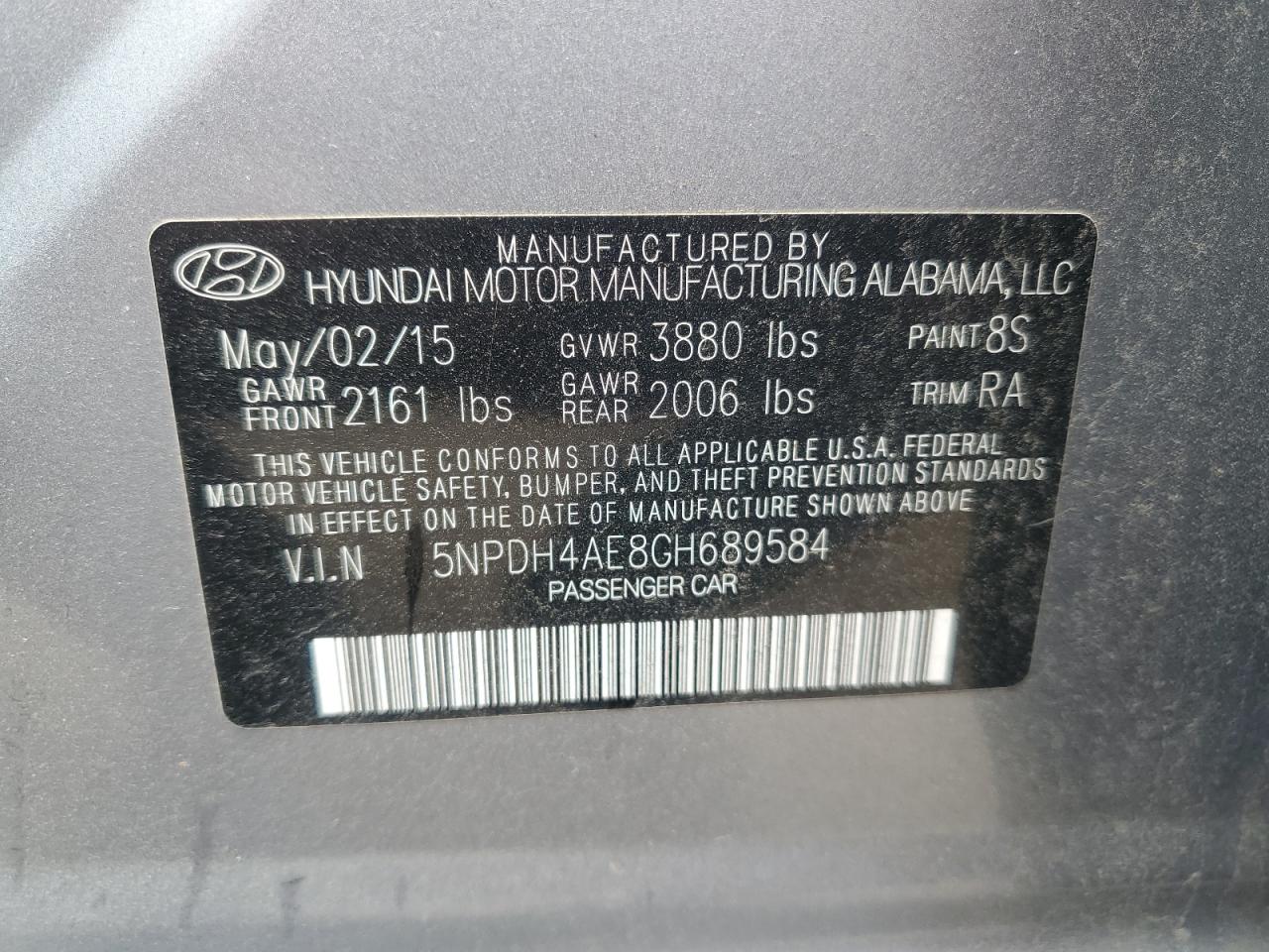 Photo 12 VIN: 5NPDH4AE8GH689584 - HYUNDAI ELANTRA 