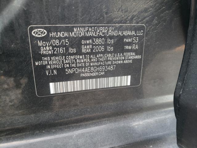 Photo 9 VIN: 5NPDH4AE8GH693487 - HYUNDAI ELANTRA SE 