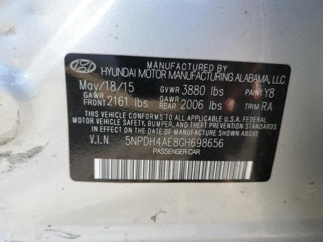 Photo 11 VIN: 5NPDH4AE8GH698656 - HYUNDAI ELANTRA 