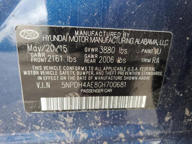 Photo 11 VIN: 5NPDH4AE8GH700681 - HYUNDAI ELANTRA SE 