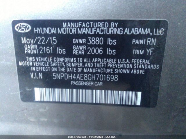 Photo 8 VIN: 5NPDH4AE8GH701698 - HYUNDAI ELANTRA 