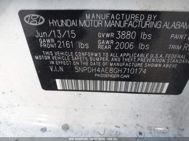 Photo 8 VIN: 5NPDH4AE8GH710174 - HYUNDAI ELANTRA 