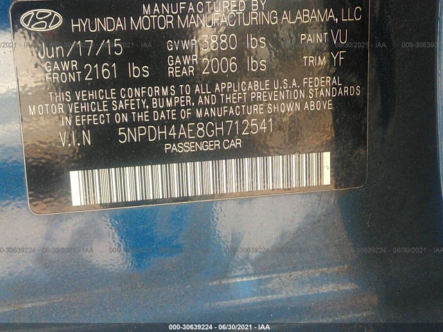 Photo 8 VIN: 5NPDH4AE8GH712541 - HYUNDAI ELANTRA 