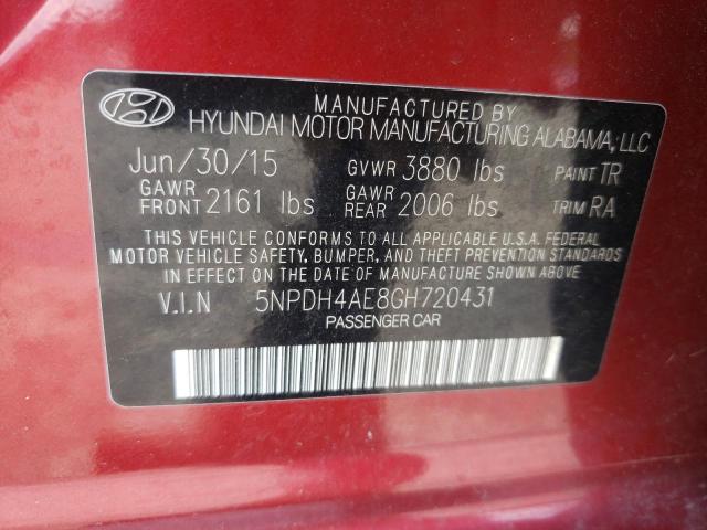 Photo 9 VIN: 5NPDH4AE8GH720431 - HYUNDAI ELANTRA SE 