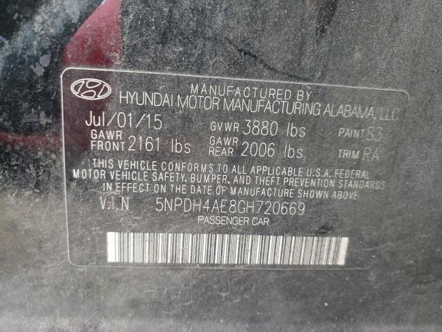 Photo 9 VIN: 5NPDH4AE8GH720669 - HYUNDAI ELANTRA SE 