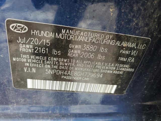 Photo 11 VIN: 5NPDH4AE8GH729694 - HYUNDAI ELANTRA SE 