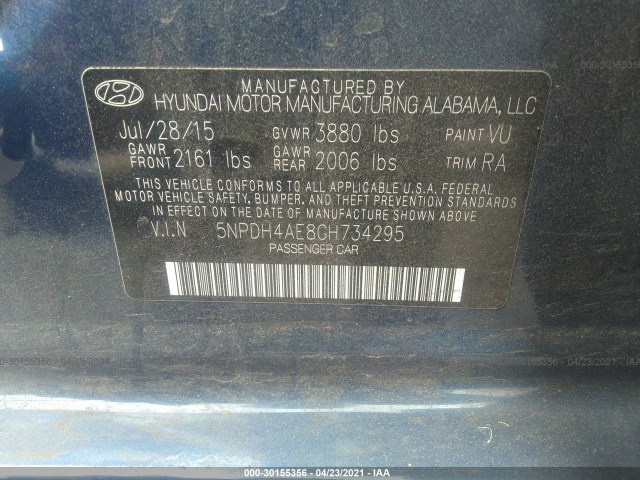 Photo 8 VIN: 5NPDH4AE8GH734295 - HYUNDAI ELANTRA 