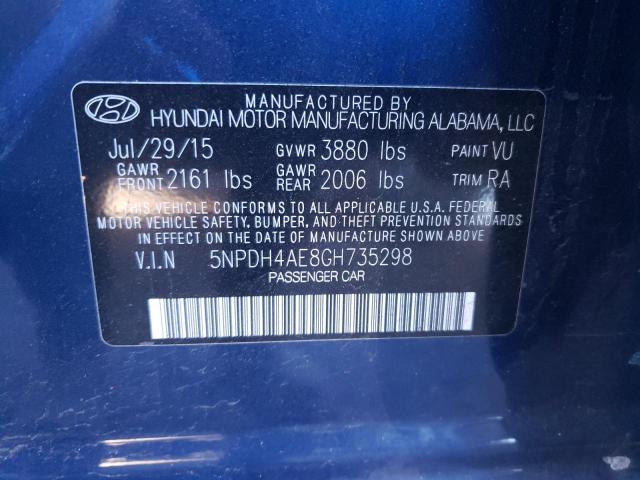 Photo 11 VIN: 5NPDH4AE8GH735298 - HYUNDAI ELANTRA SE 