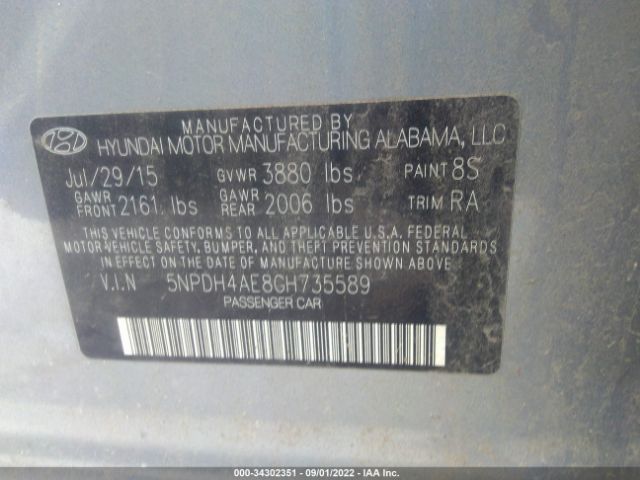 Photo 8 VIN: 5NPDH4AE8GH735589 - HYUNDAI ELANTRA 