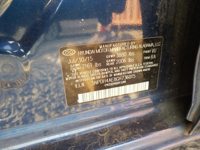 Photo 9 VIN: 5NPDH4AE8GH736015 - HYUNDAI ELANTRA SE 