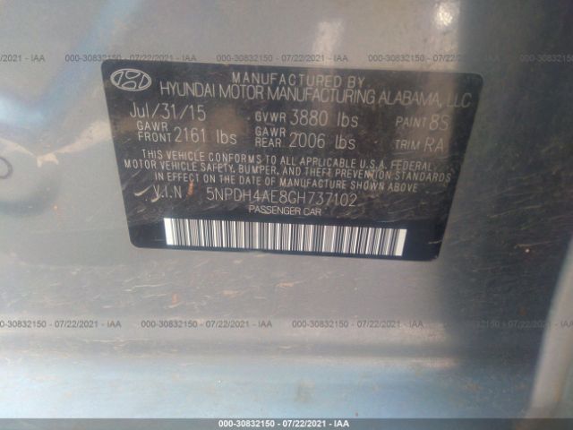 Photo 8 VIN: 5NPDH4AE8GH737102 - HYUNDAI ELANTRA 