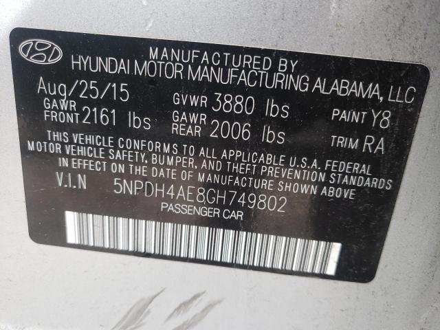 Photo 9 VIN: 5NPDH4AE8GH749802 - HYUNDAI ELANTRA SE 