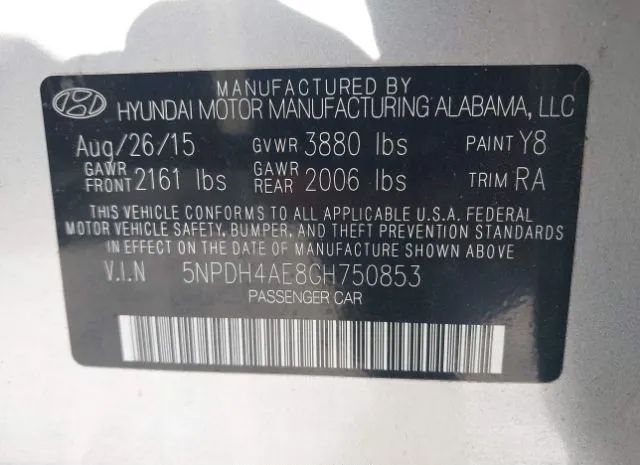 Photo 8 VIN: 5NPDH4AE8GH750853 - HYUNDAI ELANTRA 