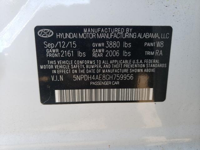 Photo 9 VIN: 5NPDH4AE8GH759956 - HYUNDAI ELANTRA 