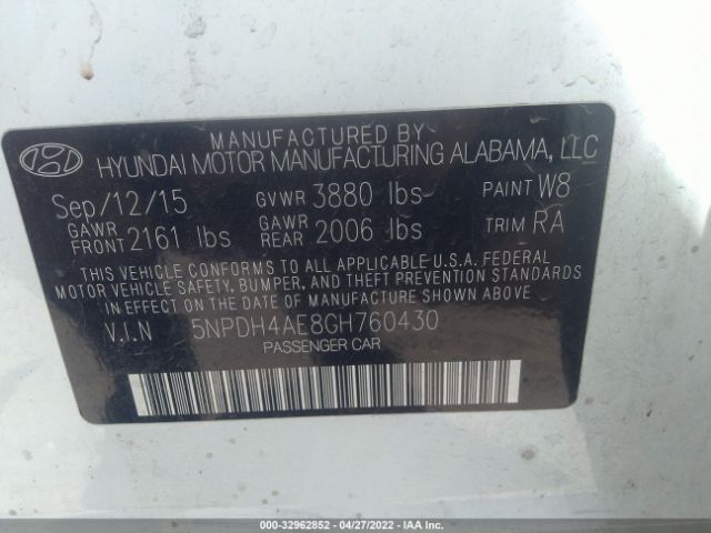 Photo 8 VIN: 5NPDH4AE8GH760430 - HYUNDAI ELANTRA 