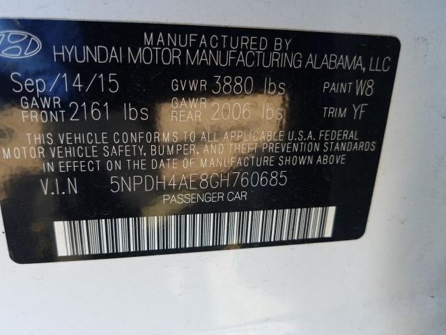 Photo 9 VIN: 5NPDH4AE8GH760685 - HYUNDAI ELANTRA SE 