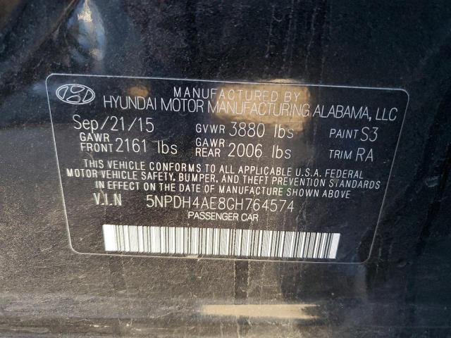 Photo 11 VIN: 5NPDH4AE8GH764574 - HYUNDAI ELANTRA SE 