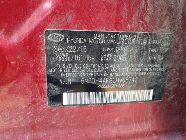 Photo 9 VIN: 5NPDH4AE8GH765742 - HYUNDAI ELANTRA SE 