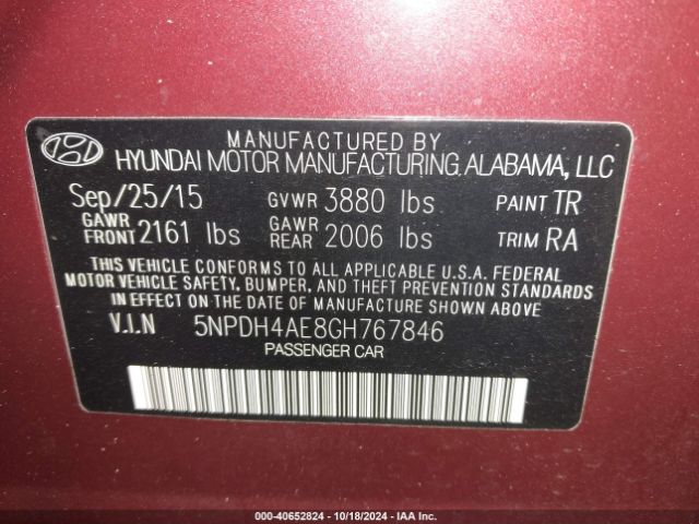 Photo 8 VIN: 5NPDH4AE8GH767846 - HYUNDAI ELANTRA 