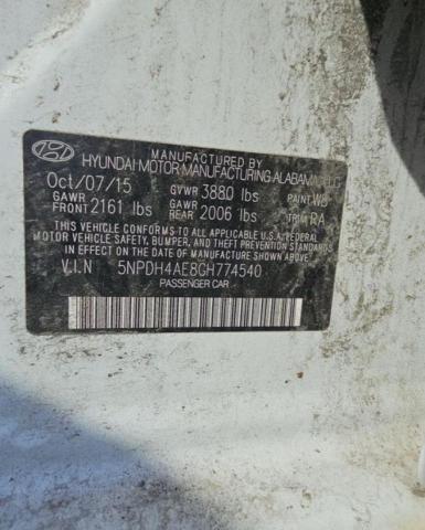 Photo 9 VIN: 5NPDH4AE8GH774540 - HYUNDAI ELANTRA SE 