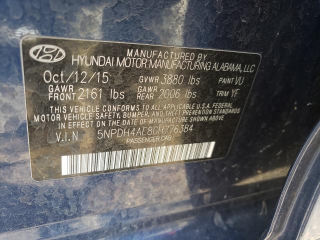 Photo 9 VIN: 5NPDH4AE8GH776384 - HYUNDAI ELANTRA SE 