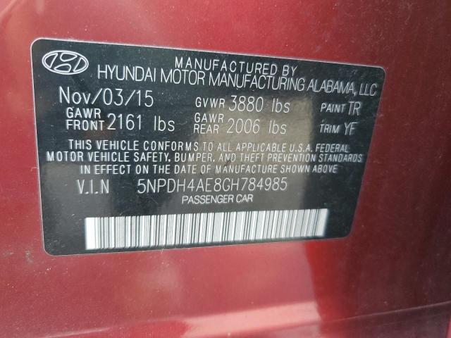 Photo 12 VIN: 5NPDH4AE8GH784985 - HYUNDAI ELANTRA SE 