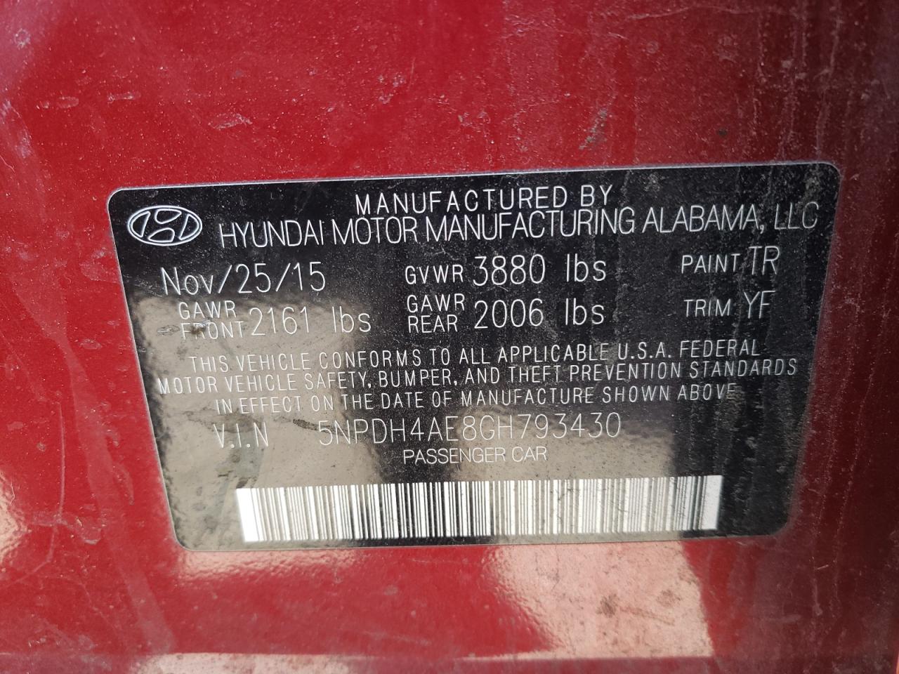 Photo 12 VIN: 5NPDH4AE8GH793430 - HYUNDAI ELANTRA 