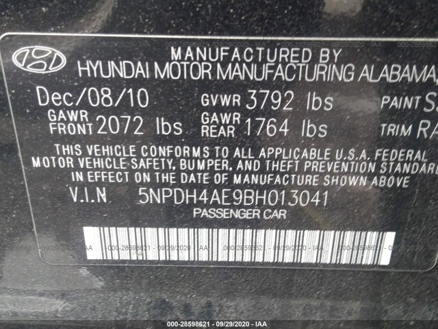 Photo 8 VIN: 5NPDH4AE9BH013041 - HYUNDAI ELANTRA 