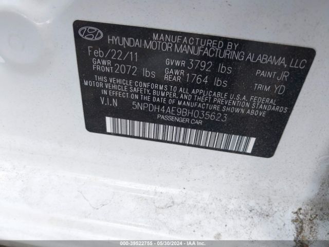 Photo 8 VIN: 5NPDH4AE9BH035623 - HYUNDAI ELANTRA 