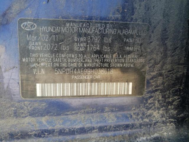 Photo 9 VIN: 5NPDH4AE9BH038618 - HYUNDAI ELANTRA GL 